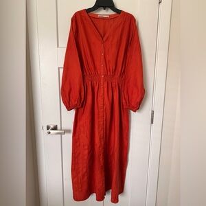 Elegant Red Button-Down Dress